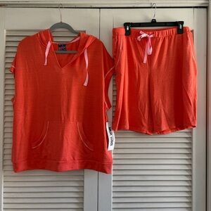 MUK LUKS Sweater Knit Bonfire Beach Lounge Set Coral XL